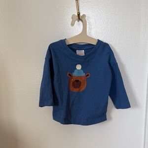 Hanna Andersson Blue Bear Graphic Kids Shirt, 12-18m, worn twice